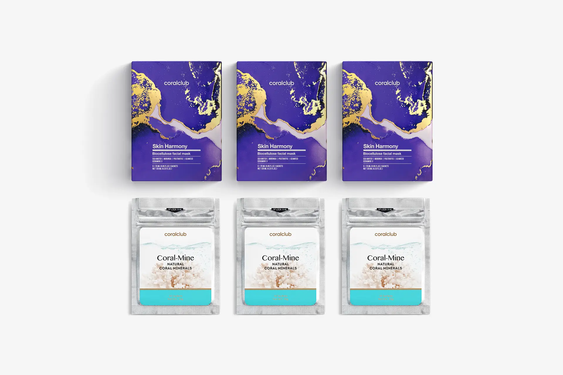 Skin Harmony Biocellulose maska do twarzy, 25 ml, 15 saszetek + Coral-Mine, 30 saszetek po 1 g
